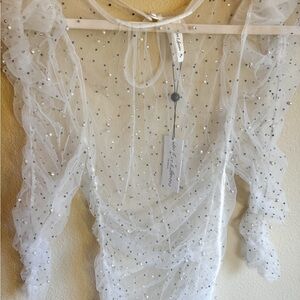 For Love & Lemons White Pearl Rhinestone Dress
